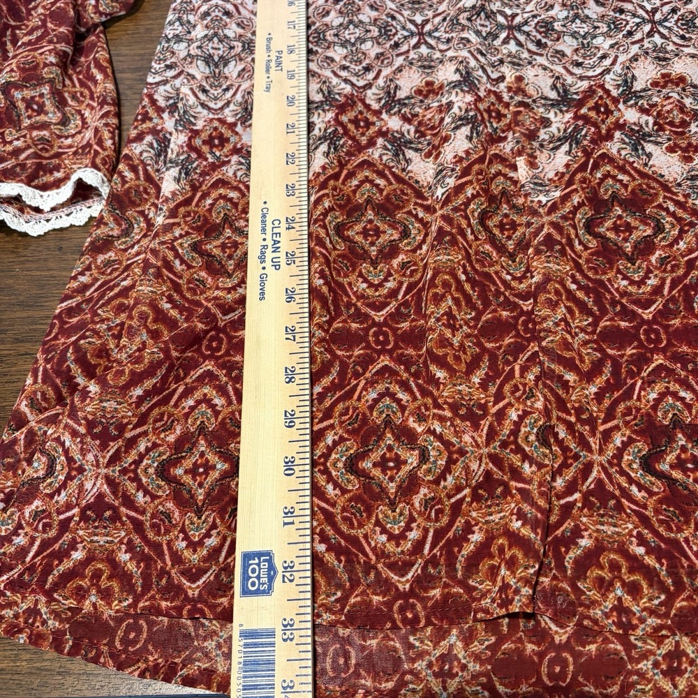 Xhilaration Dress Size M Browns Geometric Print‎ Boho Bohemian Peasant Hippi - Picture 8 of 8